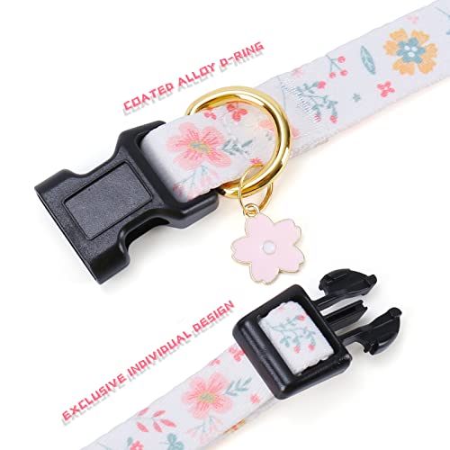 Cotton Handmade Dog Collar For Small Medium Large Dogs,White Flowers With Pendant Cute Dog Collars,Ideal For Girl Dogs Boy Dogs (Medium) #TOP6