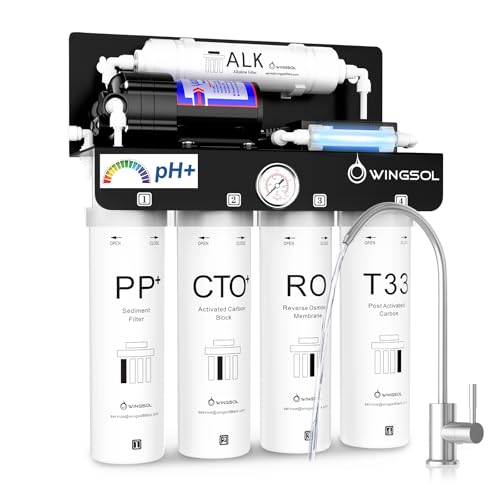 WINGSOL WINGSOL Reverse Osmosis Water Filter, Mineral Alkaline UV Space-Saving Tankless RO System,...