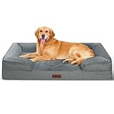 XL Orthopedic Dog Beds for Extra Large Dogs 44x32in, Waterproof Memory Foam Big Size Pet Bed with Sides, Comfort Thick Egg-Crate Foam, Dog Crate Pad & Couch Bed,Washable Cover & Non-Slip Bottom,Grey