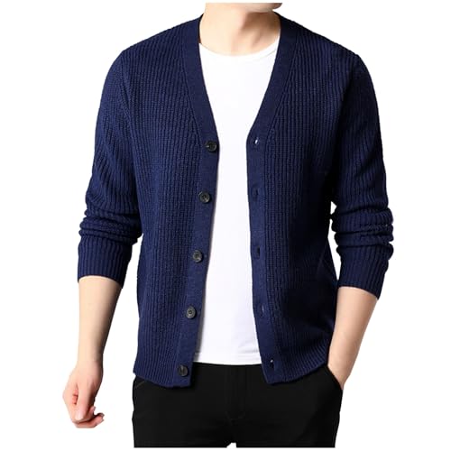 Men's Cardigan Sweaters Button Down Knit Sweater Textured V Neck Sweater Open Front Cardigan Casual Fall Tops