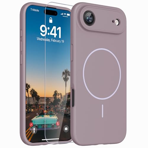 Image of Magnetic for iPhone Air Case,Shockproof Matte Cover,Lavender Purple | with Screen Protector,Compatible with MagSafe,Military Grade Drop Protection,Full Camera Protection,Non-Slip Design Case
