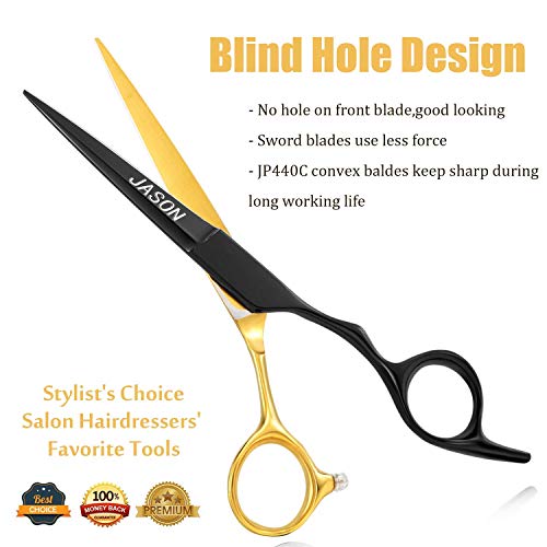 Jason Hair Cutting Scissors Set 6'' Men Trimming Scissor And Women Thinning Shears Barber Kits For Home Salon #TOP3