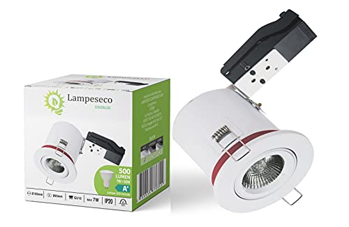 Spot Encastrable BBC Orientable diametre 100mm avec douille et ampoule GU10 7W Blanc Chaud