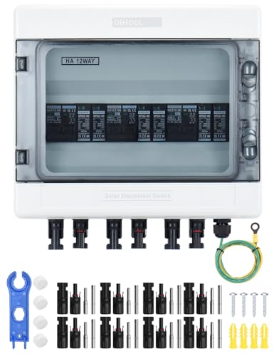 DIHOOL DC überspannungsschutz PV 3 Strings Solar Anschlusskasten für 3 * 500W Solarmodule Balkonkraftwerk, 25A DC Trennschalter PV Anlage