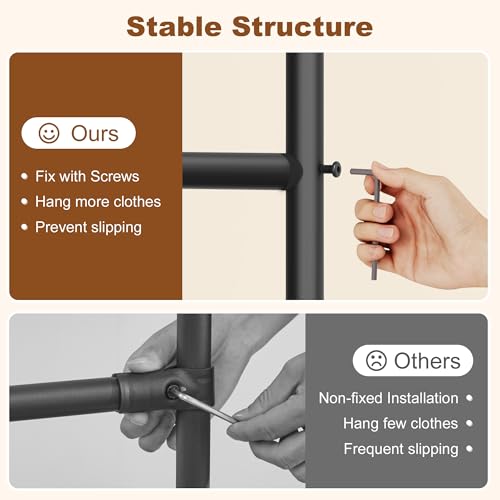 Image of Hoctieon Double Rod Z Rack, Rolling Clothes Racks with Z-Base, Adjustable Clothing Rack, Standing Clothes Rack, Metal Clothing Racks for Hanging Clothes, Portable Garment Rack, Black