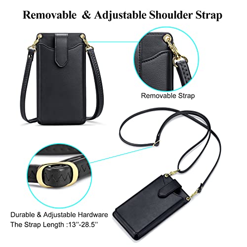 RONSIN Small Crossbody Cell Phone Purse for Women Vegan Leather Crossbody Phone Bag with RFID Card Slots Adjustable Strap2