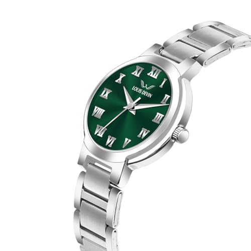 Image of LOUIS DEVIN Stainless Steel Chain Analog Wrist Watch for Women (White /Green /Blue /Black Dial) | LD-ZL199
