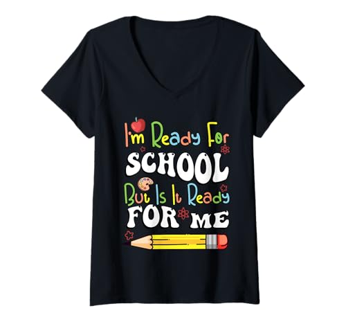 Damen Kids I'm Ready For Preschool Boys Girls Back To School Funny T-Shirt mit V-Ausschnitt