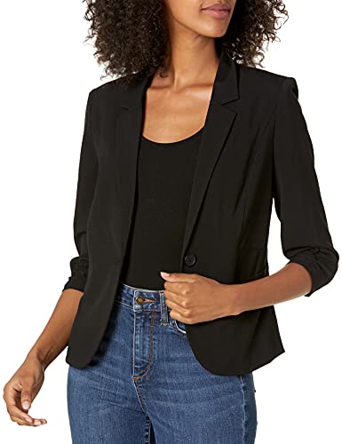A. Byer Womens One Button Business Casual Blazer, Black, Medium US