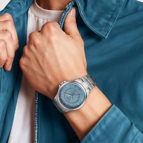 Image of Titan Karishma Quartz Analog with Date Blue Dial Stainless Steel Strap Watch for Men
