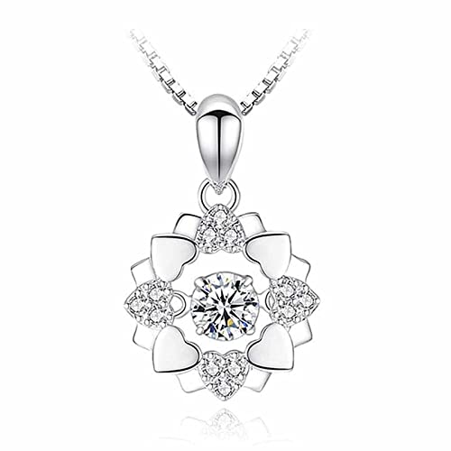 Womens Silver Clavicle Princess Style Floral Heart Pendant Chain, Flower Zirconia Necklace, Women Necklace, Silver Chain For Women, Flower Necklaces For Women Trendy, Flower Pendant Necklace(Silver) (B09M6P1YCH) Amazon Price History, Amazon Price Tracker