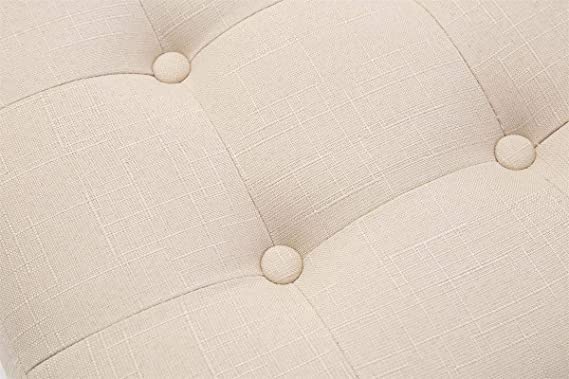Image of Pouffes Bench Seating Stool for Living Room Office Patio Kitchen Bench Puffy Wooden Mudda Ottoman Stools Set of 2 Footrest Stool Pouf.(Cream)