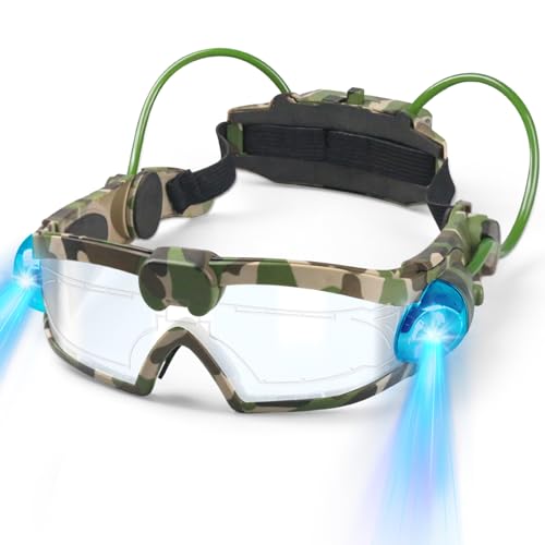 sportsvoutdoors Kids Night Vision Goggles - Adjustable Spy Gear Kids Goggles Toy with LED Light Beams, Cool Glasses for 6-12 Boys Girls Role Play in The Dark