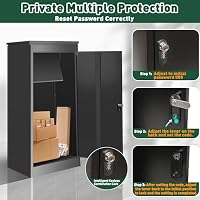 Briefkasten Paketbox für Außen, Paketbriefkasten mit Zahlenschloss, Automobilstahl Pulverbeschichteter Paketbox, Paketbriefkasten mit Wasserdichter & Debstahlsicherer Funktion (53 * 42 * 130 cm) – Ansicht 4