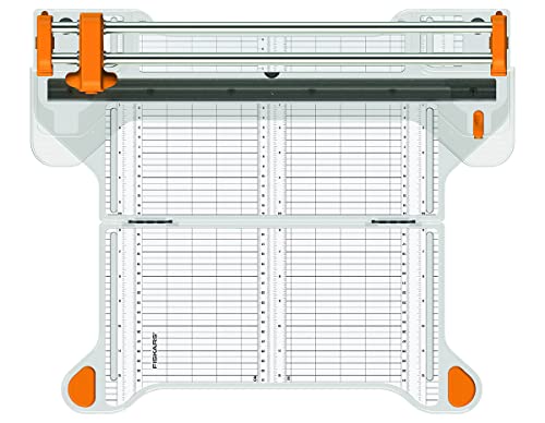 Fiskars Massicot rotatif ProCision A4, Ø45 mm 30 cm - A4, Avec système de double rail, Orange/Blanc, 1015748
