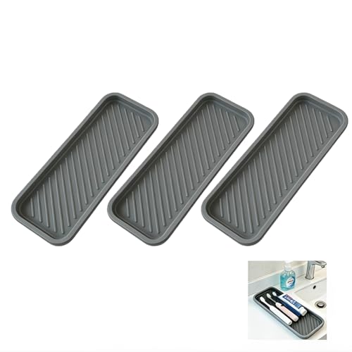Lot de 3 Porte Eponge Silicone, Organisateur Évier Silicone Cuisine Organisateur de Salle de Bain Antidérapant Rangement Savon Tapis D'égouttage pour...