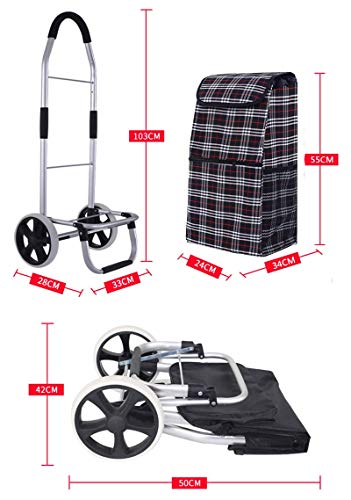 GUOOK Einkaufstrolley, zusammenklappbar, auf Rollen, großer und leichter Einkaufstrolley mit abnehmbarer Tasche… – Bild 8