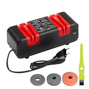 Sunydog Professionele elektrische messenslijper, multifunctioneel, automatisch, met 15 graden lunette, ruwe en dunne sleuven voor rechte gekartelde messen, scharen, keukensnijders