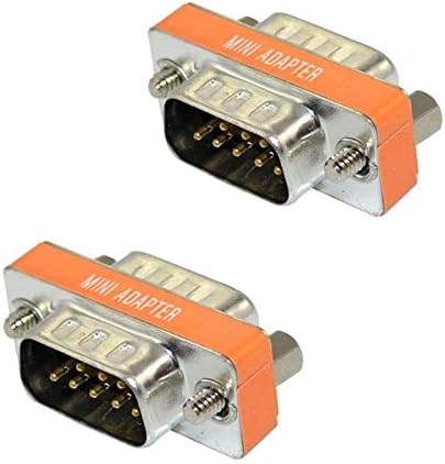 GuangMaoBo Cambiador de género Null Modem DB9 Macho a Macho Adaptador Conector Conector Cross RS232 Slimline Data Transfer (2 Pack)