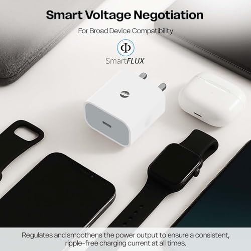 Image of Mozen (MFi-Standard & BIS Certified) 20W iPhone Charger USB-C Charger with Type-C Cable, Compatible with iPhone 17 /16 /15 Series, iPad & USB-C Devices, Braided Cable, PD Fast Charging, 1 Year Warranty