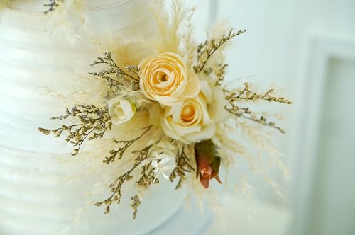 Set de 3 adornos florales para pastel de boda miniatura 4
