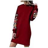 Women Dress, Autumn Winter Casual Long Sleeve Dress,Floral Embroidery Sweatshirt Dress,Long Blouse Skirt (Medium, Black)