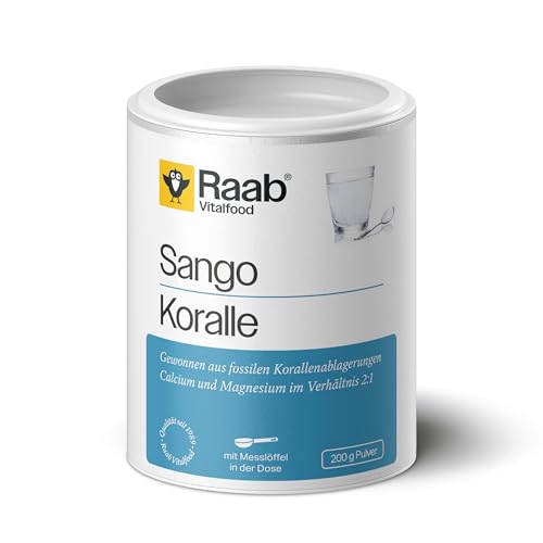 Raab Vitalfood Sango Koralle Pulver (200 g) feines Pulver aus der Sango Koralle Calcium und Magnesium im Verhaltnis von 2:1 in Japan vor der Küste Okinawas gewonnen nur 1x täglich