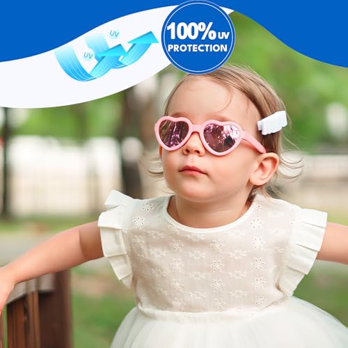 Image of 2 Pack Toddler Sunglasses Polarized with Strap for 18M+ / 2-4 Years Kids, Girls Boys Baby Glasses UV Protection