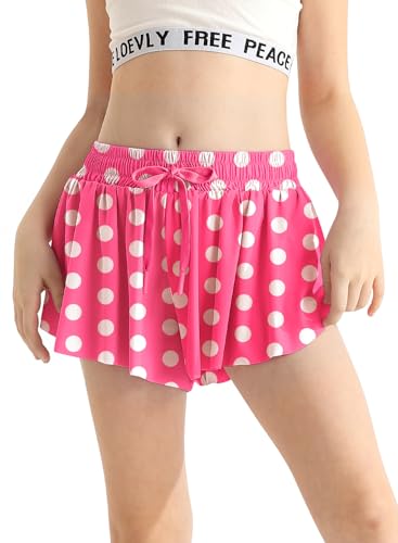 Girls Flowy Athletic Shorts with Pocket Drawstring 2 in 1 Quick Dry Butterfly Skirts for Running, Tennis, Dance