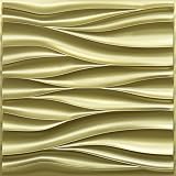 STICKGOO 3D Wall Panels for Interior Wall Decor, Champaign Gold Wave Design Accent Wall Panels, 19.7' x 19.7' Decorative PVC Wall Panels for Living Room, Lobby, Office