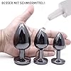 AllesCosy Analplug Buttplug 3 Stücke Set Metall Analplug Dunkel Grau/Schwarz Gunmetall Groß Medium Klein Anal Plug Sex Spielzeug Geeignet für Anfanger für Frauen Männer Paare (Schwarz) #4
