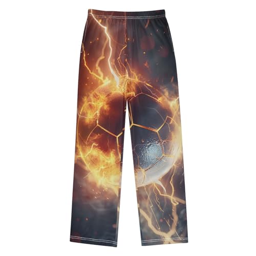 Pajama Pants Soccer Ball in Fire Long Sleep Pants Lounge Bottoms