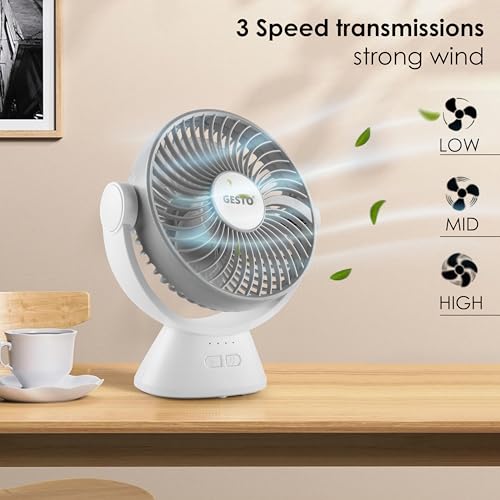 Gesto 7.8 Inch Rechargeable Table Fan - Grey/Green - Image 6