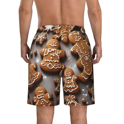 Gingerbread Cookies Print Men's Beach Pants Lightweight Quick-Dry Swim Pants with Mesh Lining for Men4