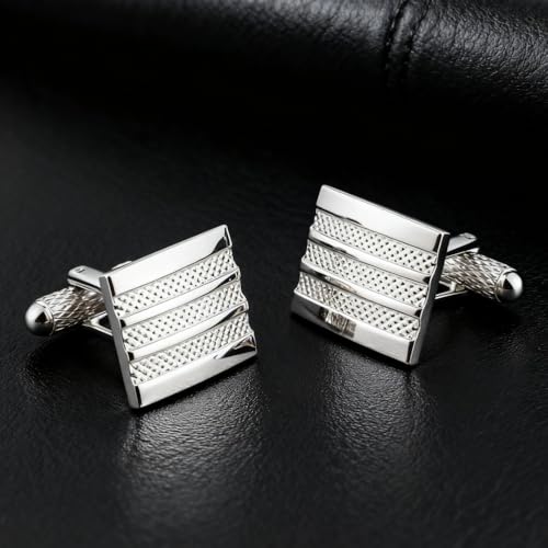 Set de Mancuernas Rectangulares de Metal Plateado miniatura 3