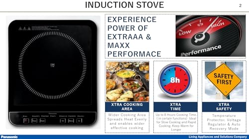 Image of Panasonic KY-A112AKFD -Induction Stove 2100 Watts | Automatic Voltage Regulator and Safety Cut Off | Up to 8 Hours Cooking Time |7 Indian Preset Menus | Wider Cooking Area |1 Year Warranty, Black