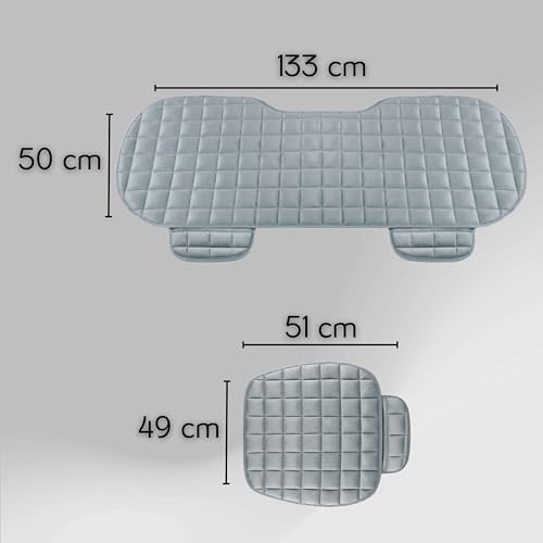 Kit 3 Capas De Assento Para Banco de Carro Almofadado Confortável Em Suede Com Porta Objetos (CINZA)