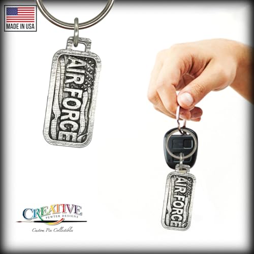 US Airforce Keychain, A1005KC, 1 3/4”, Pewter, 100% Handmade in the USA, Patriotic, Military, Armed Service, United States Air Force, Metal, Keychain, Key Chain, Key Ring, Over 100 Keychain designs3