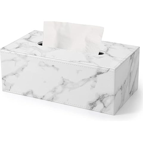 KINGFOM Marble White Tissue Box Cover Cover