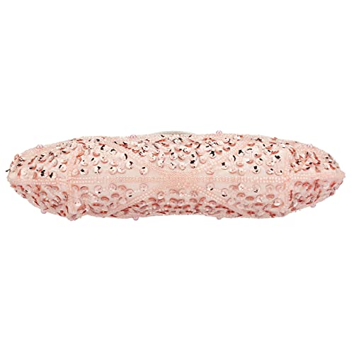 Vistatroy Floral Designer Evening Bag Beaded Sequin Design Vintage Kissing Lock Satin Clutch Purse Bag Wedding Party Clutch (Pink) #TOP6