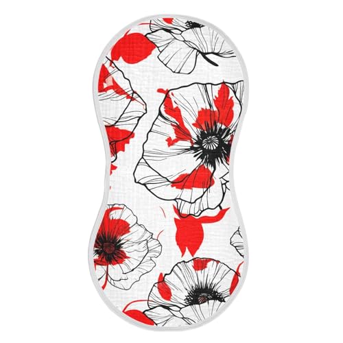 Morden Floral Poppy Sketch Burp Cloths for Babies Burp Rag Cotton Spit Up Rag for Babies Girls Infants2