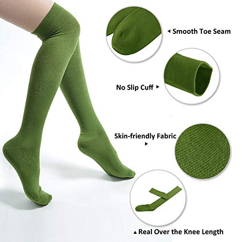 MEIKAN Thigh High Socks for Women, Fashion Cotton Cosplay Over Knee High Socks 3 Packs3