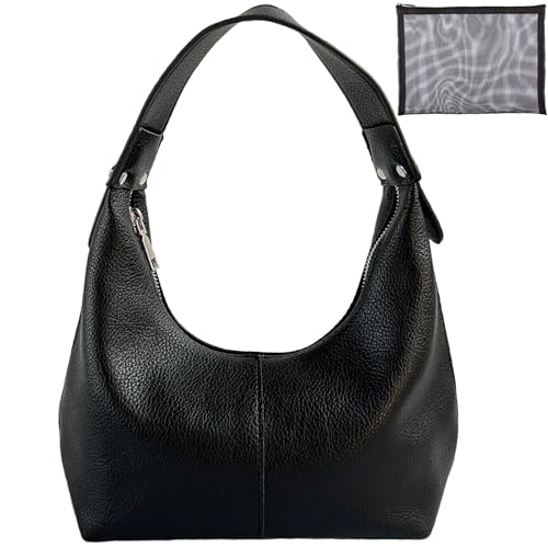 Image of Hobo Women's PU Leather Shoulder Tote Clutch Crescent Slouchy Bag with Zipper Closure and Top Handle
