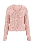 GUESS Womens Eco Long Sleeve Bea Open Stitch Cardigan, Pink Pearl, Small