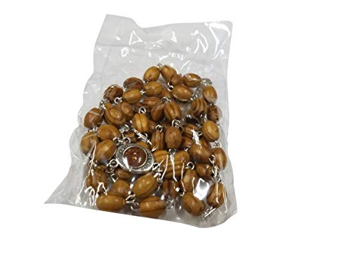 Holy Land Rosary Jerusalem Soil Bethlehem Olive Wood Jordan River Water Silver Crucifix (Olive Wood Soil Silver Rosary) #TOP3