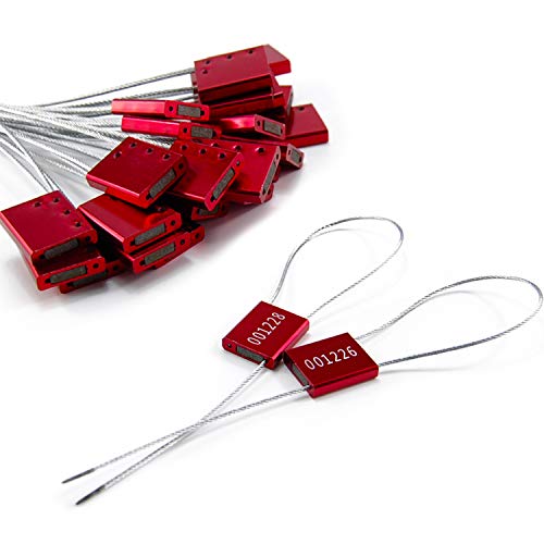 Leadseals(R) 500 Red Steel Cable Seals Metal Security Tag Numbered Truck Trailer Seal Anti-Tamper Pull-Tite Security Seal Aluminum Body Transport Shipping Seal Self-Locking Safety Ties Iso 17712 #TOP6