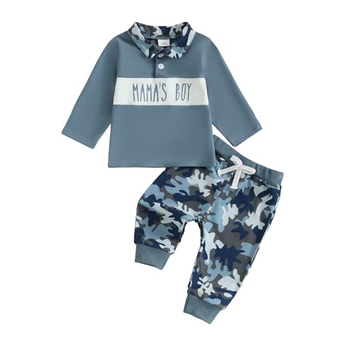 Toddler Boys Fall Winter Outfits Kids Mamas Boy Baby Clothes Camo Camouflage Sweatshirt Tops + Joggers Pants Set