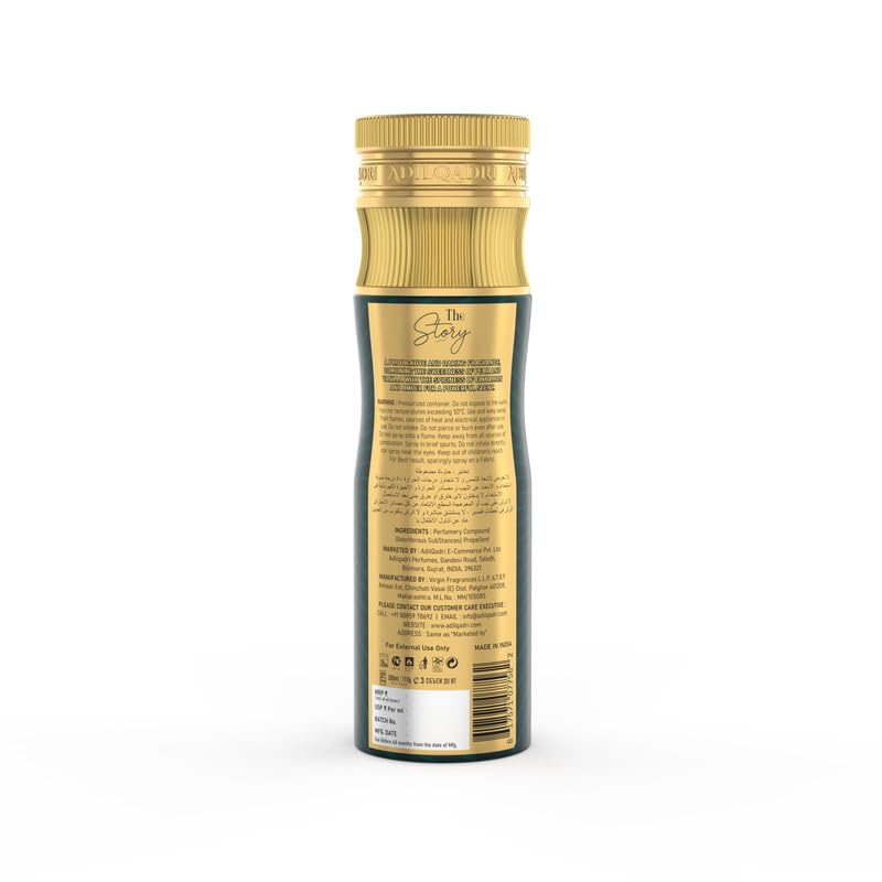 Image of Adilqadri The Story Deodorant Body Spray for Men & Women | 100% Non-Alcoholic | Long-Lasting French Fragrance | 200ml