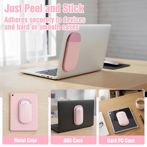 Image of Slim Mouse Holder for Laptop, Universal Wireless Mouse Sleeve Pouch for Laptop Stick on, Pink Adhesive Computer Mouses Pocket Holder Case, No Glue Residue