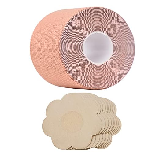 Henniu Sutiã autoadesivo adesivo para seios 5M fita para levantamento de seios fita de pano cobertura de mamilo para mulheres Pastéis sensuais invisíveis reutilizáveis coberturas de